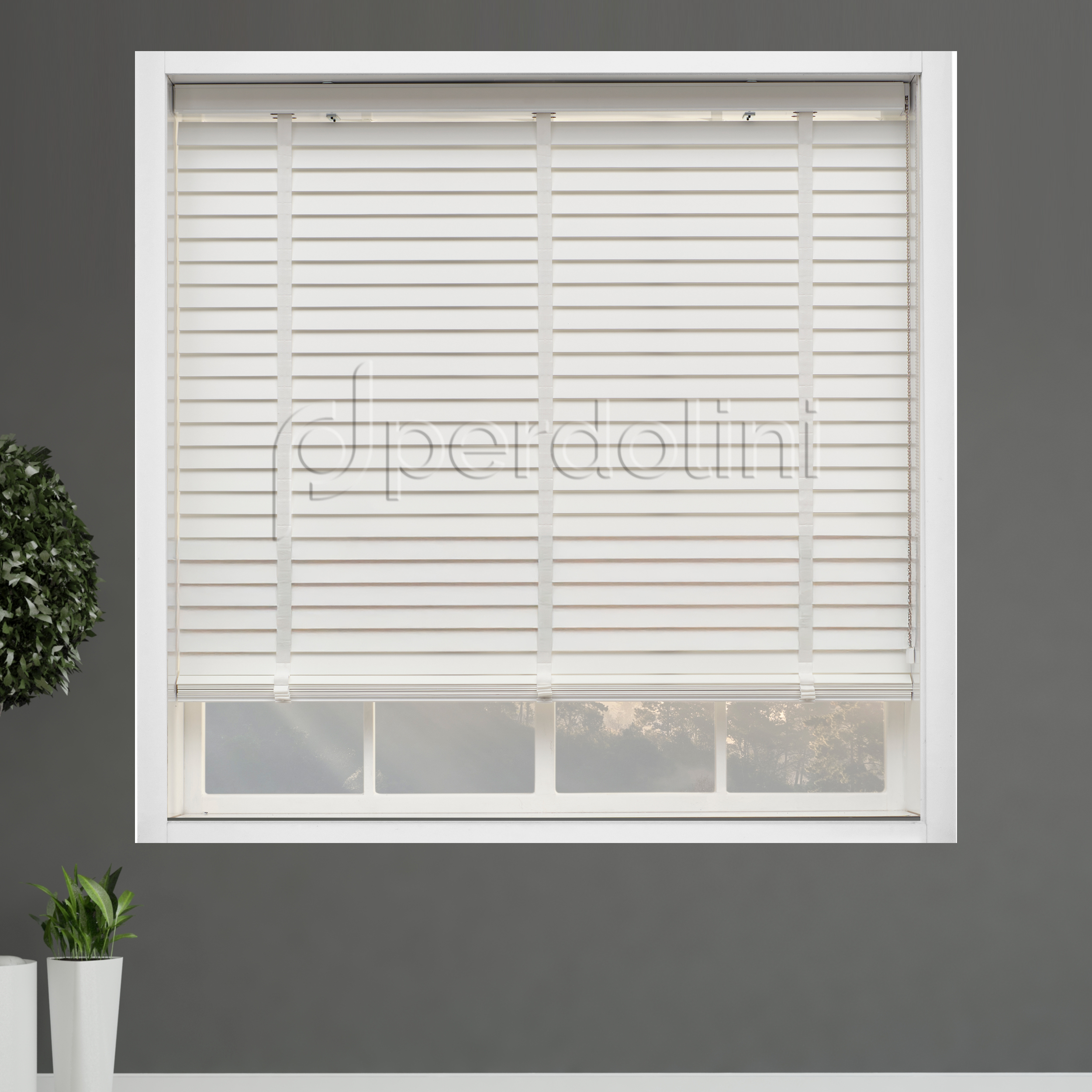 Redüktörlü Gerçek Ahşap Jaluzi - Beyaz RI-MJ501