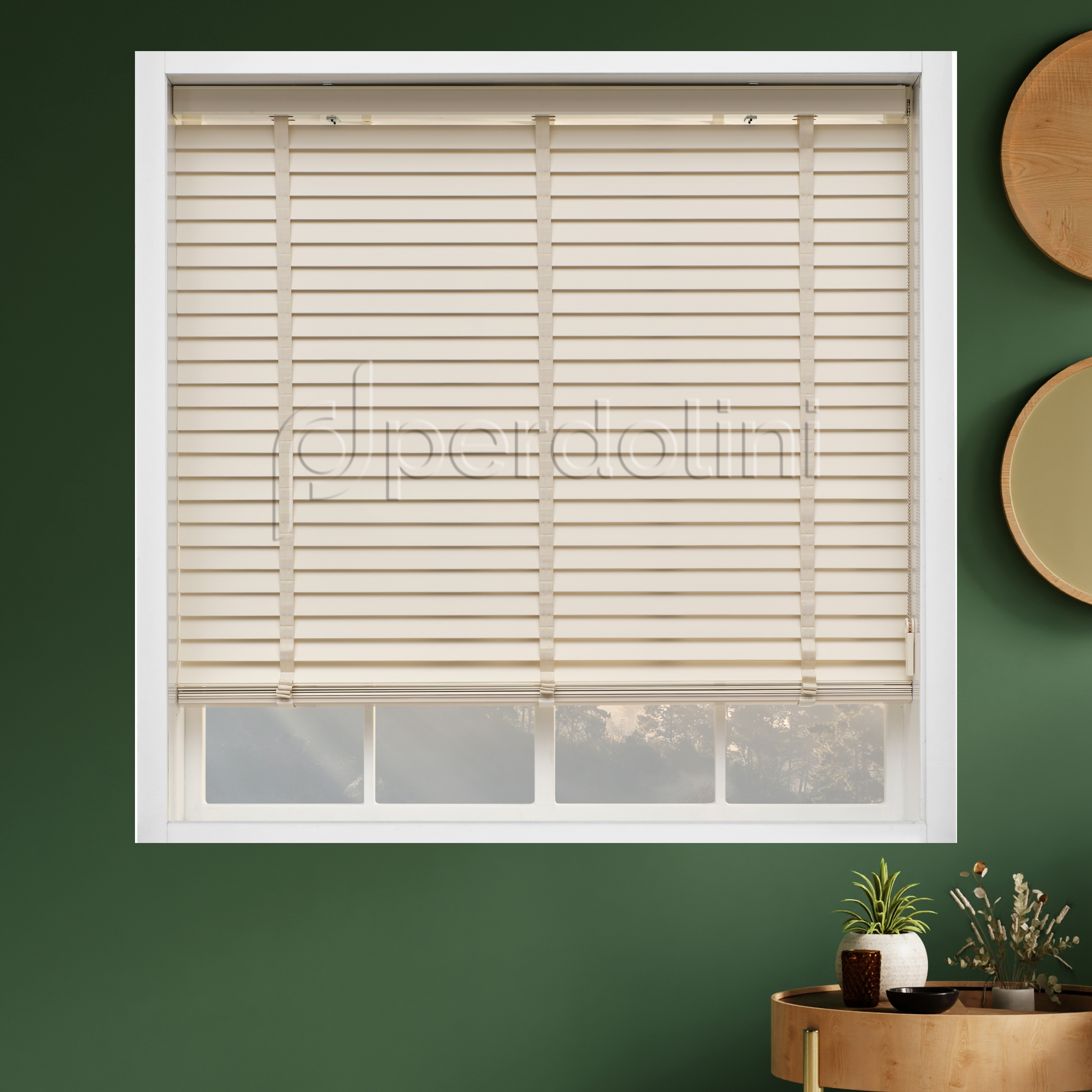 Redüktörlü Gerçek Ahşap Jaluzi - Krem RI-MJ502