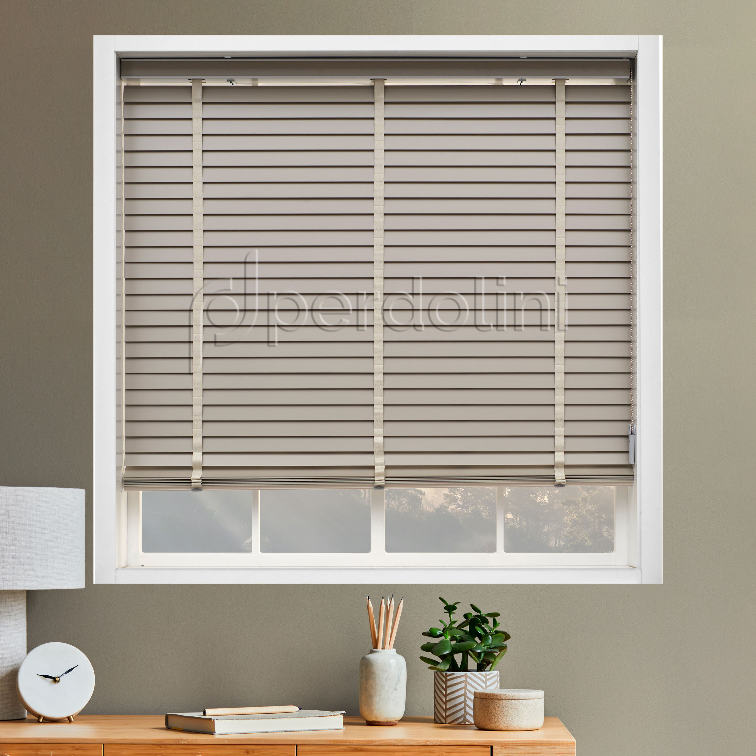 Redüktörlü Gerçek Ahşap Jaluzi - Yeşil RI-MJ503