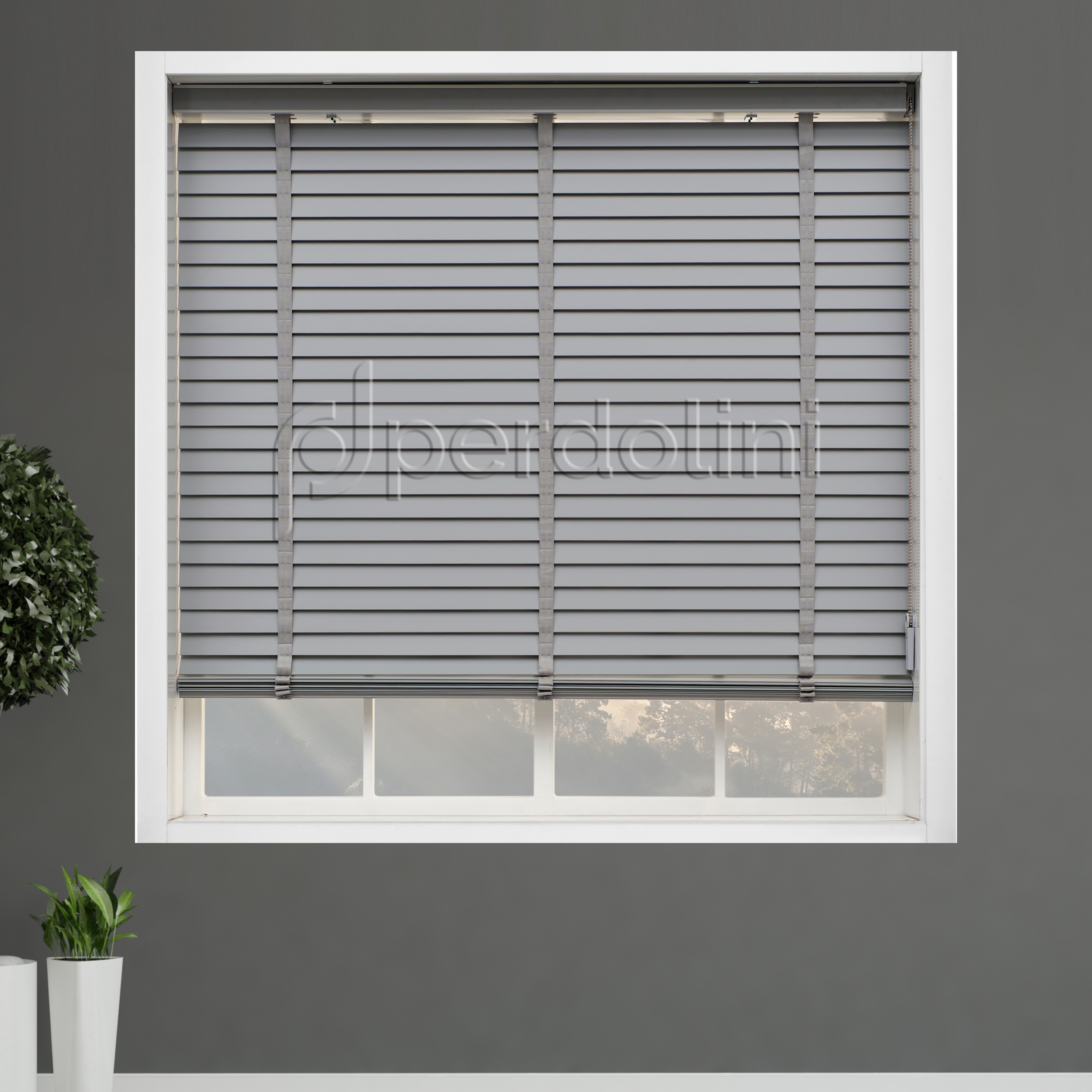 Redüktörlü Gerçek Ahşap Jaluzi - Gri RI-MJ504