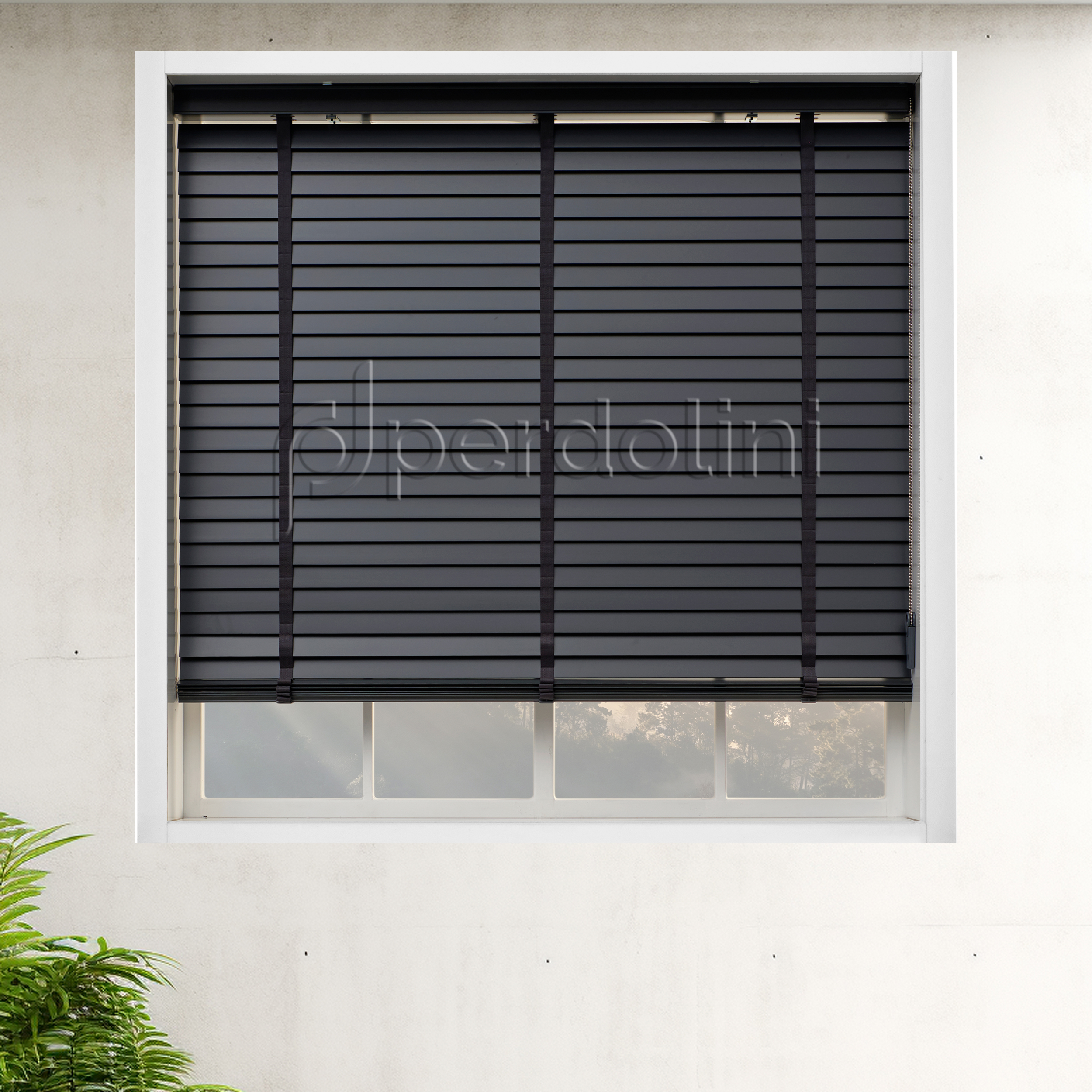 Redüktörlü Gerçek Ahşap Jaluzi - Antrasit RI-MJ505