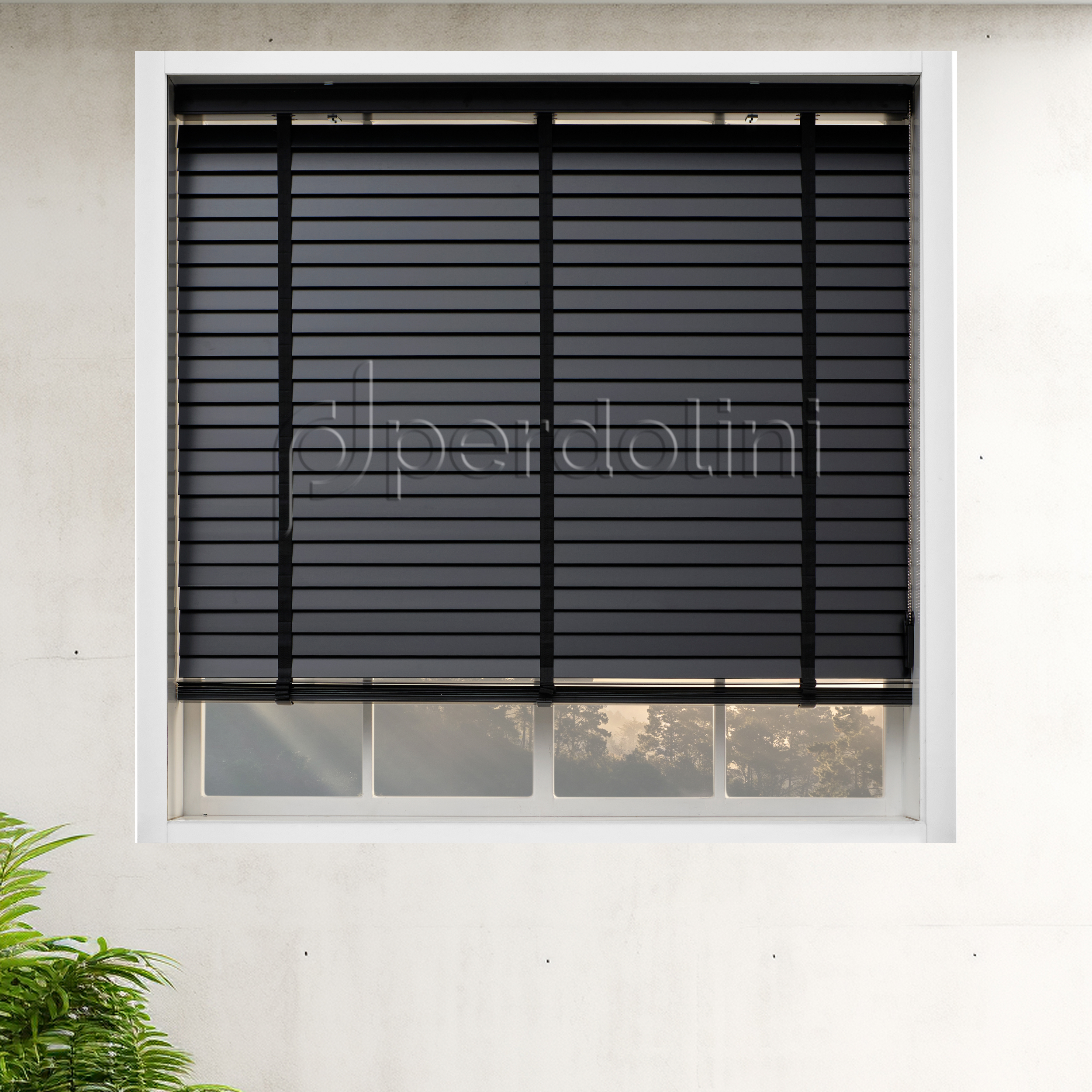 Redüktörlü Gerçek Ahşap Jaluzi - Siyah RI-MJ506