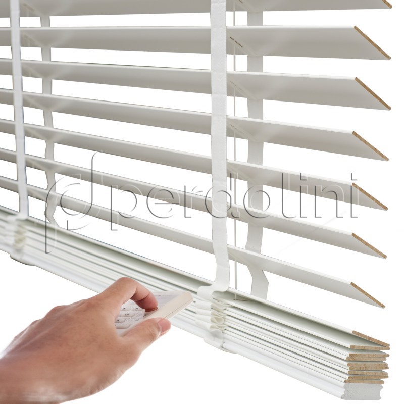 Motorlu Gerçek Ahşap Jaluzi - Beyaz MK-MJ501