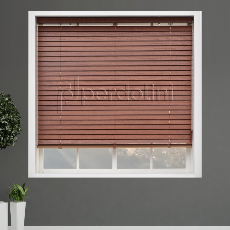 İpli Gerçek Ahşap Jaluzi - Kahverengi IK-MJ507
