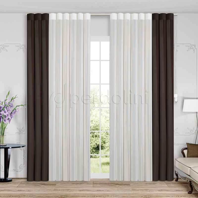 Akıllı Dikey Tül Perde - Koyu Kahve - Ekru | SH