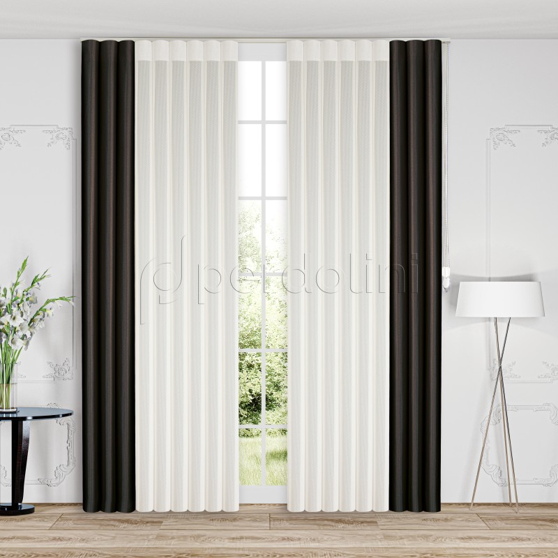 Akıllı Dikey Tül Perde - Acı Kahve - Ekru | SMF